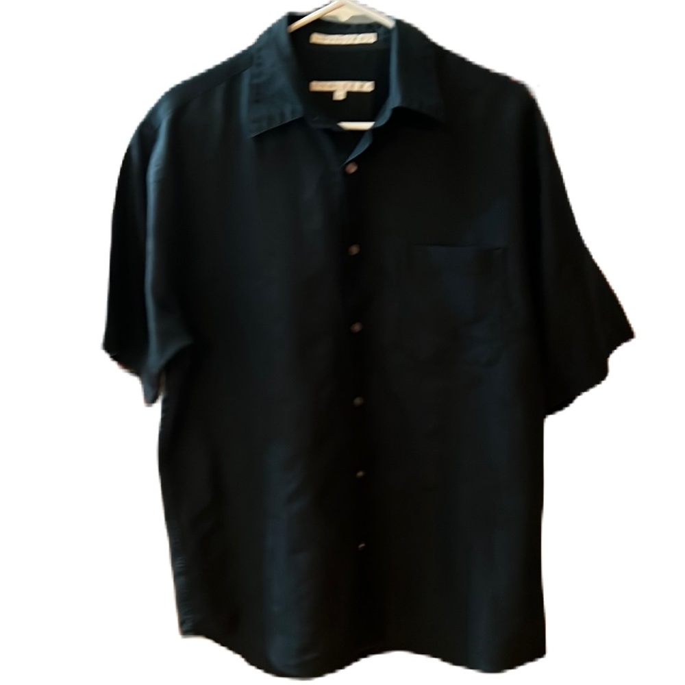 Perry Ellis Men Short Sleeve Black Shirt Size Medium